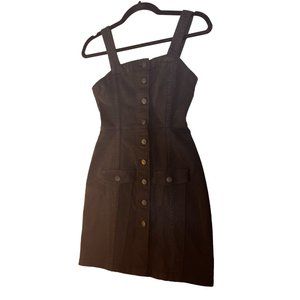NWOT Divided H&M XXS Black Denim Button Up Short Sheath Dress Stretch & Fitted